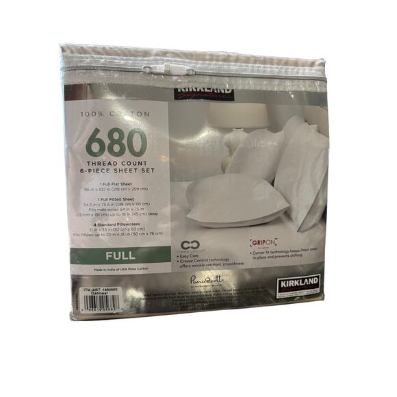Kirkland Signature 680 Thread Count Full Sheet Set Oatmeal - Picture 2 of 2